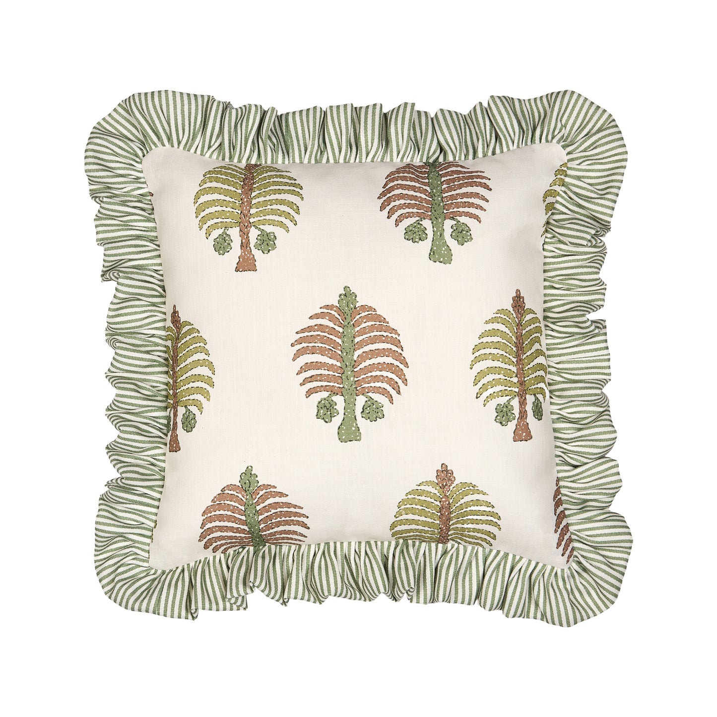 Gobi and Petra Stripe Garden Green Frill Performance/Outdoor Cushion