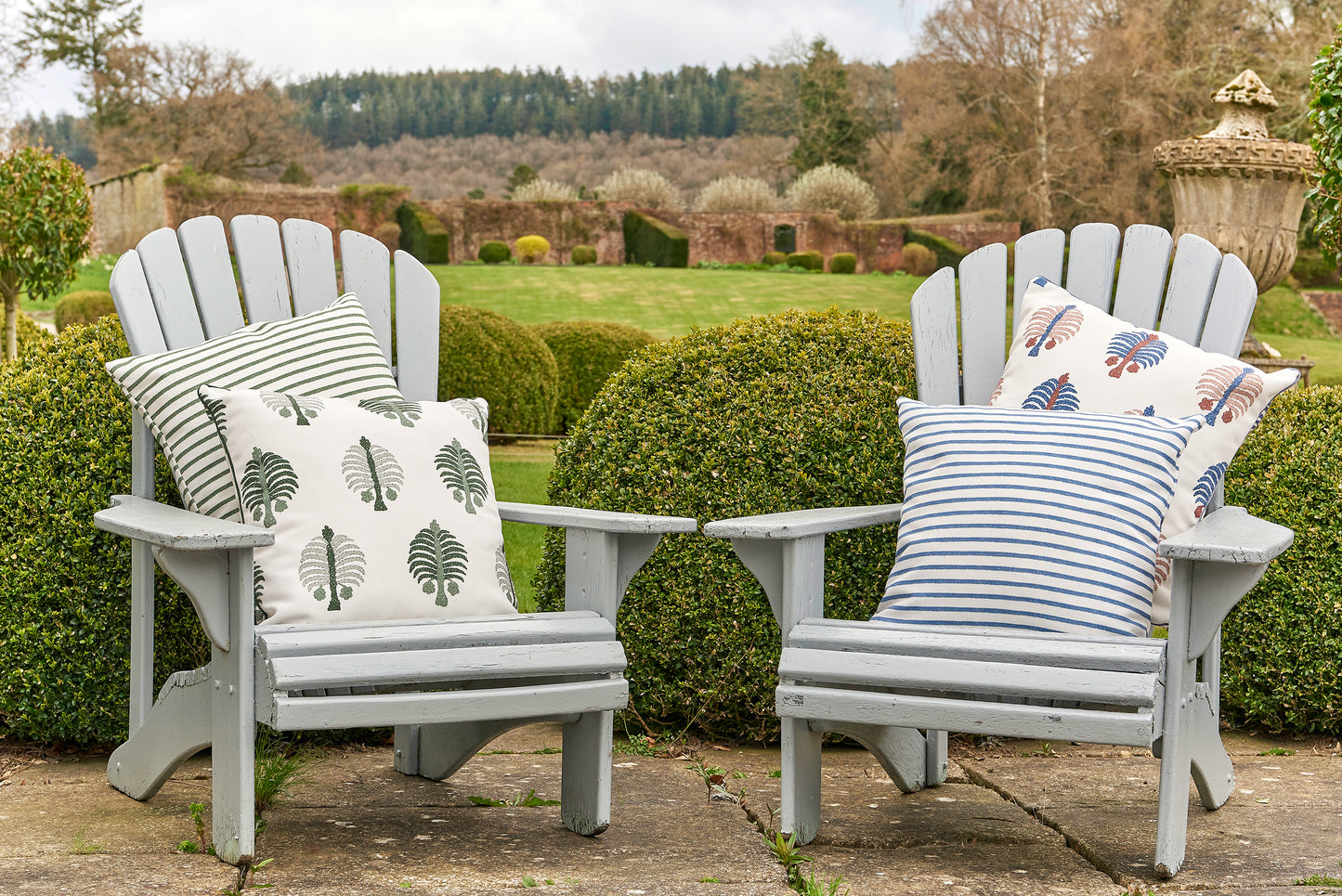 Harriet Stripe Green Performance/Outdoor Square Cushion