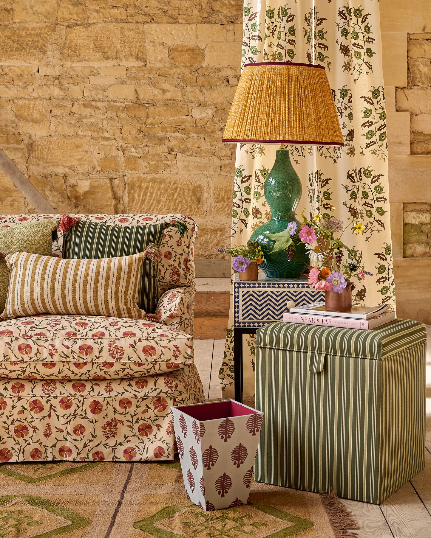 Samode Green/Taupe Fabric