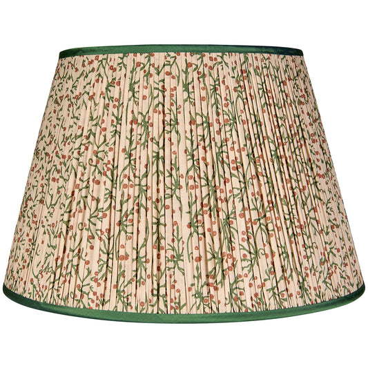 Green/Cinnamon Juniper Pleated Lampshade with Green Trim