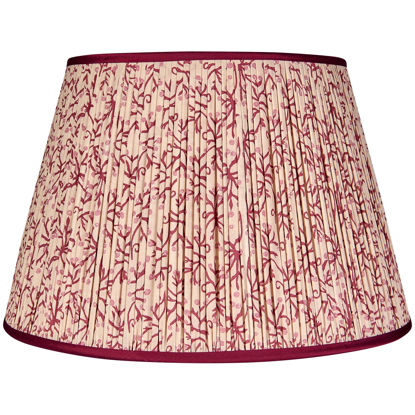 Raspberry/Red Juniper Pleated Lampshade with Burgundy Trim