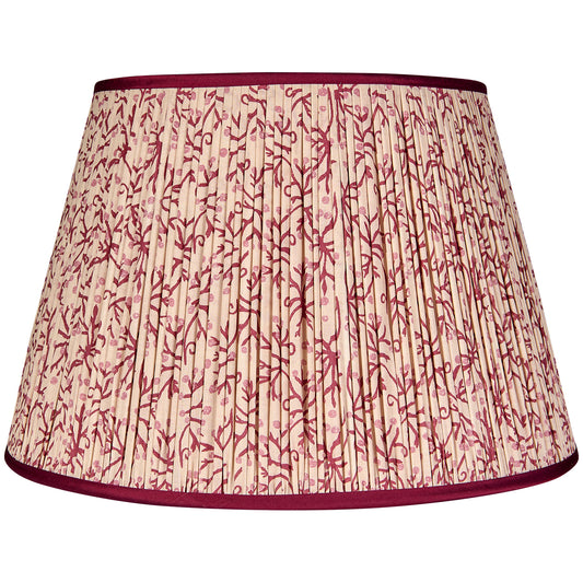 Raspberry/Red Juniper Pleated Lampshade with Burgundy Trim