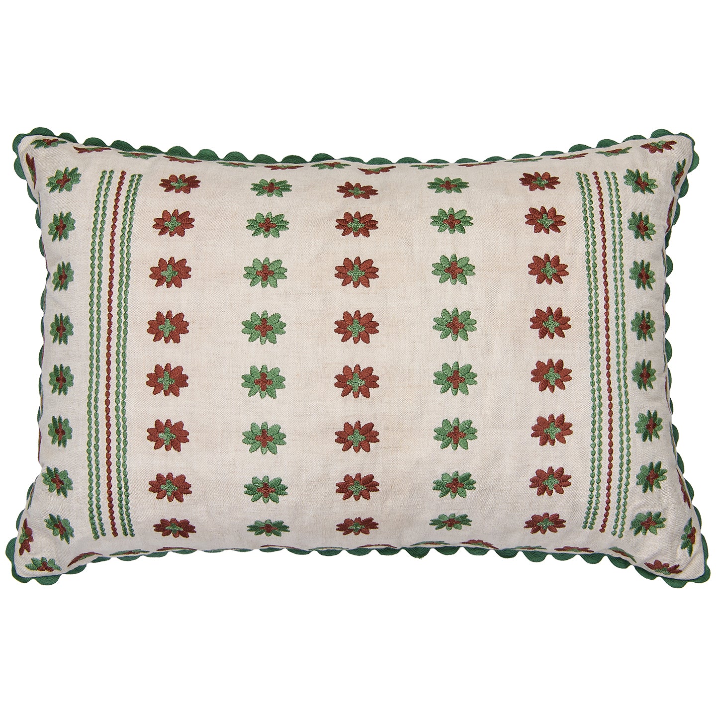 Cecilia Green/Cinnamon Embroidered Cushion