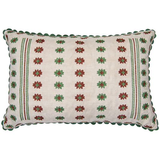 Cecilia Green/Cinnamon Embroidered Cushion