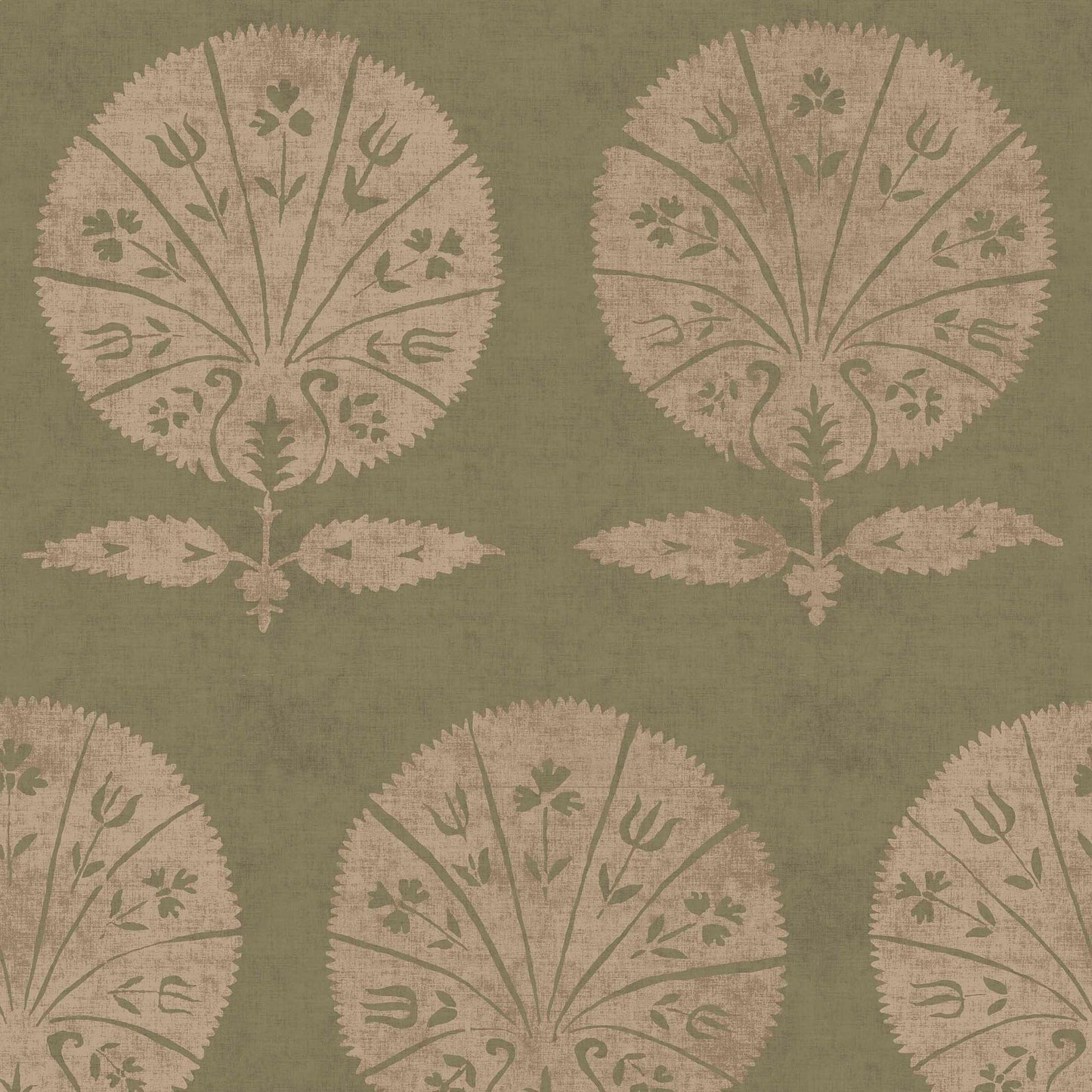 Persian Poppy Old Green Wallpaper Roll
