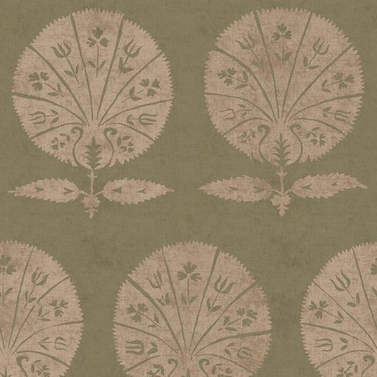 Persian Poppy Old Green Wallpaper Roll