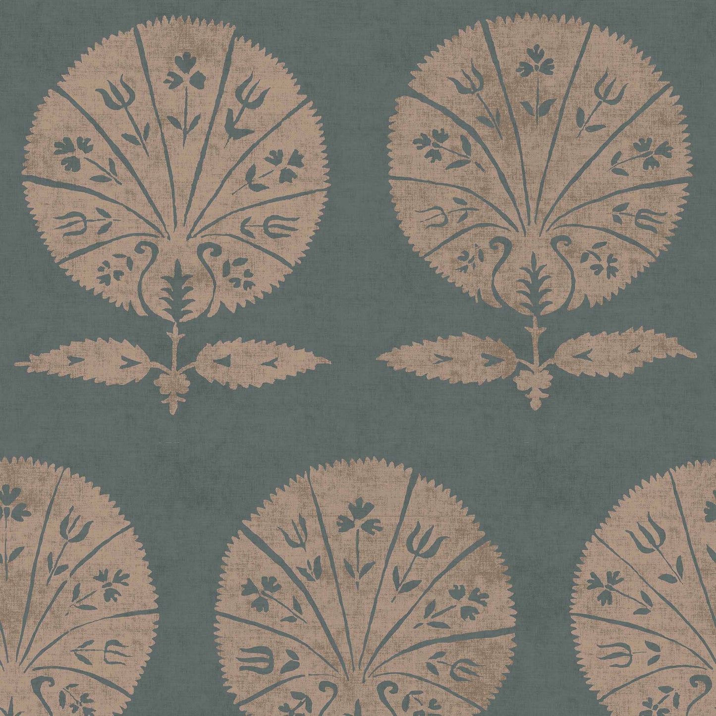Persian Poppy Teal Wallpaper Roll