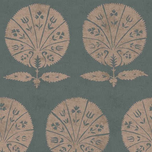 Persian Poppy Teal Wallpaper Roll