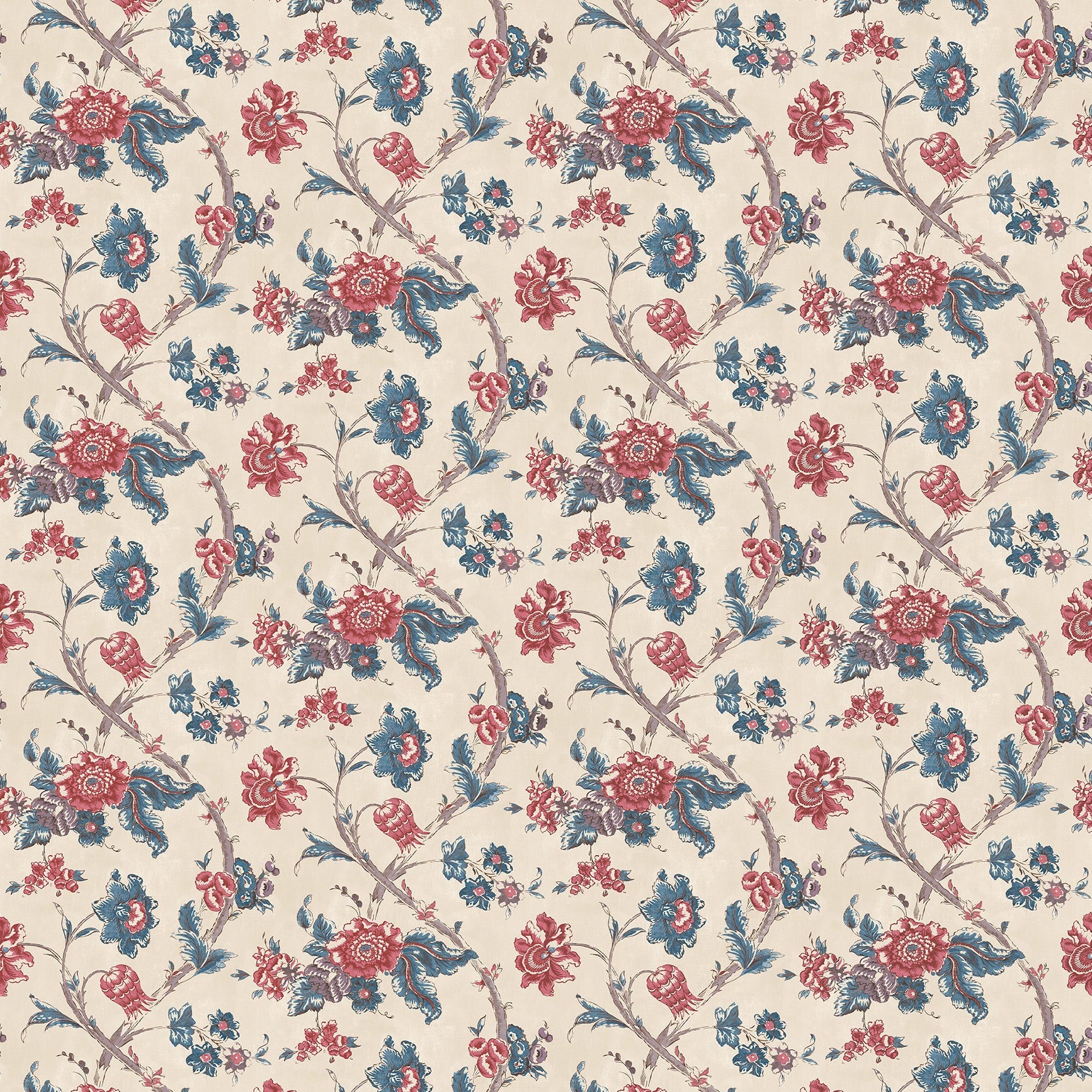 Rosa Antique Red/Blue Wide-Width Wallpaper – Penny Morrison