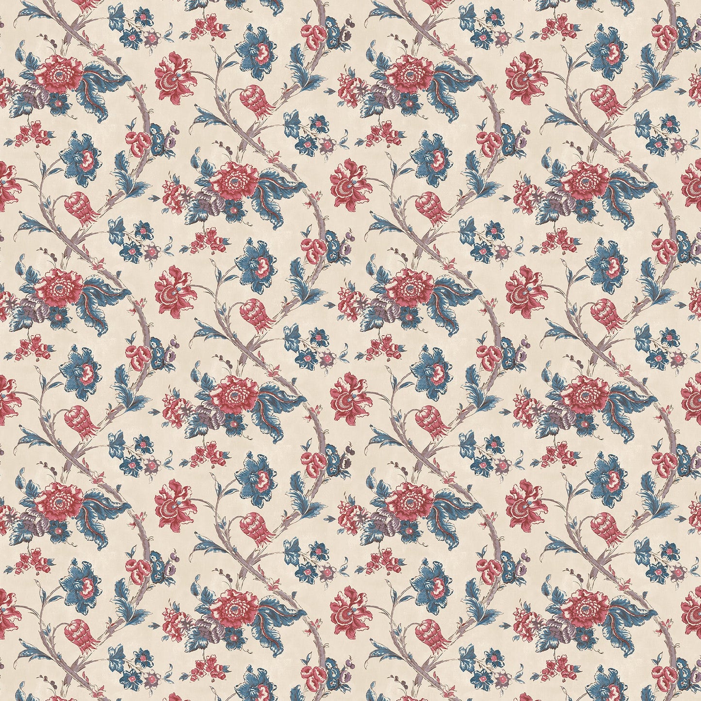 Rosa Antique Red/Blue Wide-Width Wallpaper