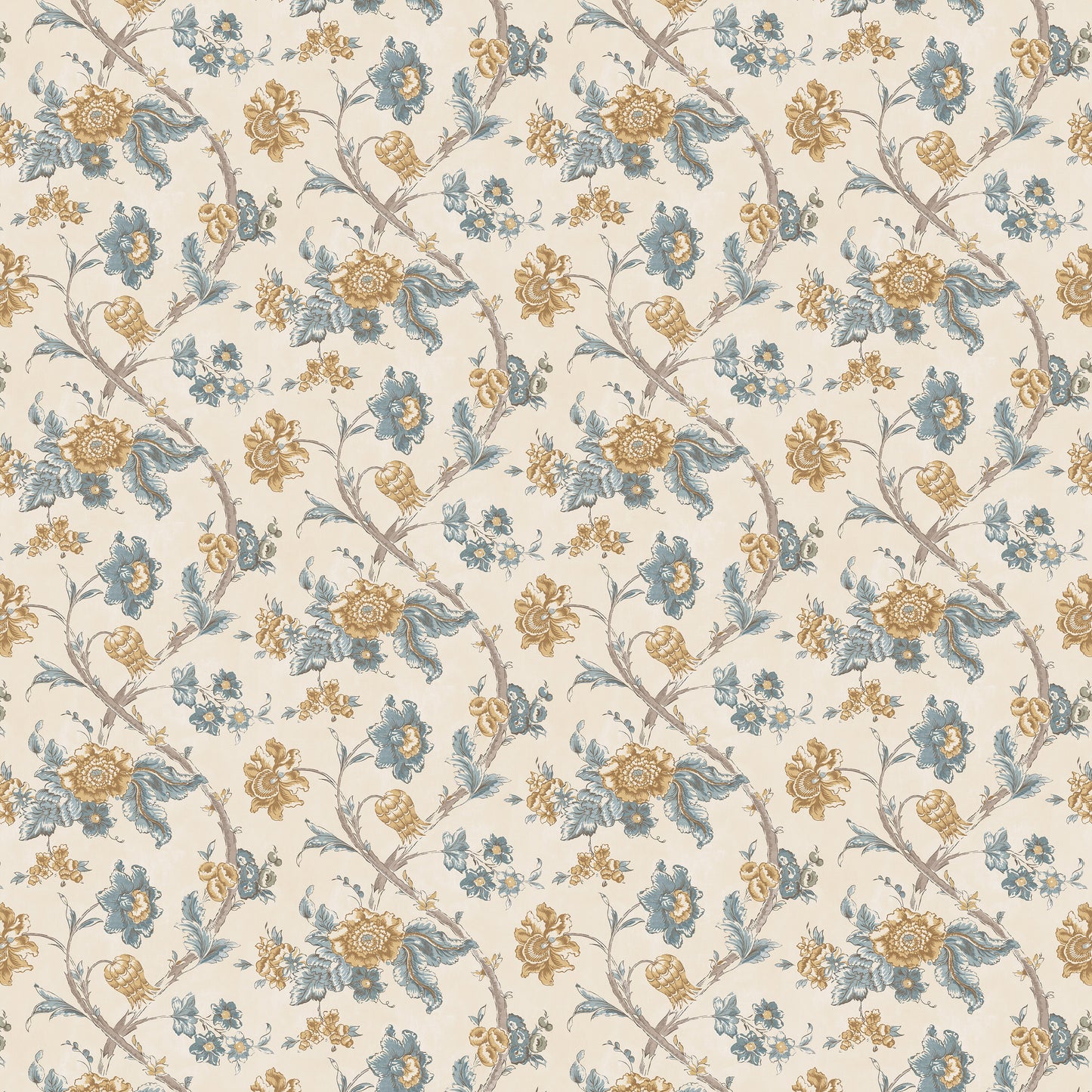 Rosa Antique Yellow/Blue Wide-Width Wallpaper