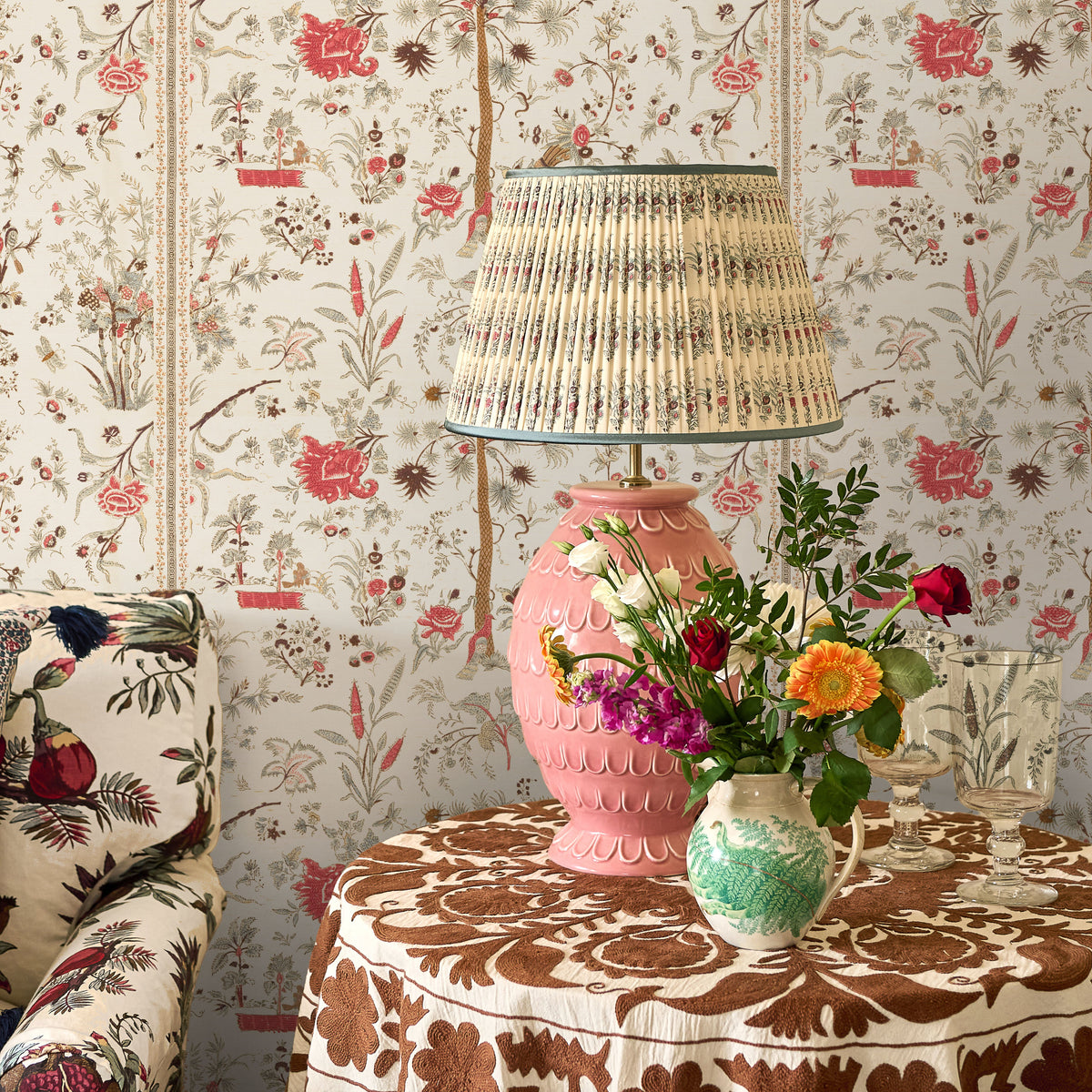 Little Daphne Rose/Duck Egg Pleated Lampshade