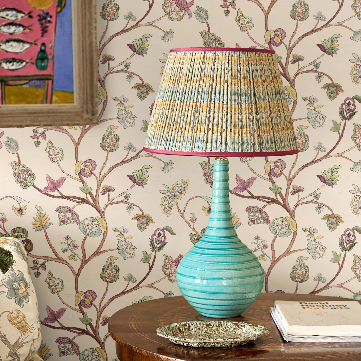 lkat Blue/Yellow Pleated Lampshade