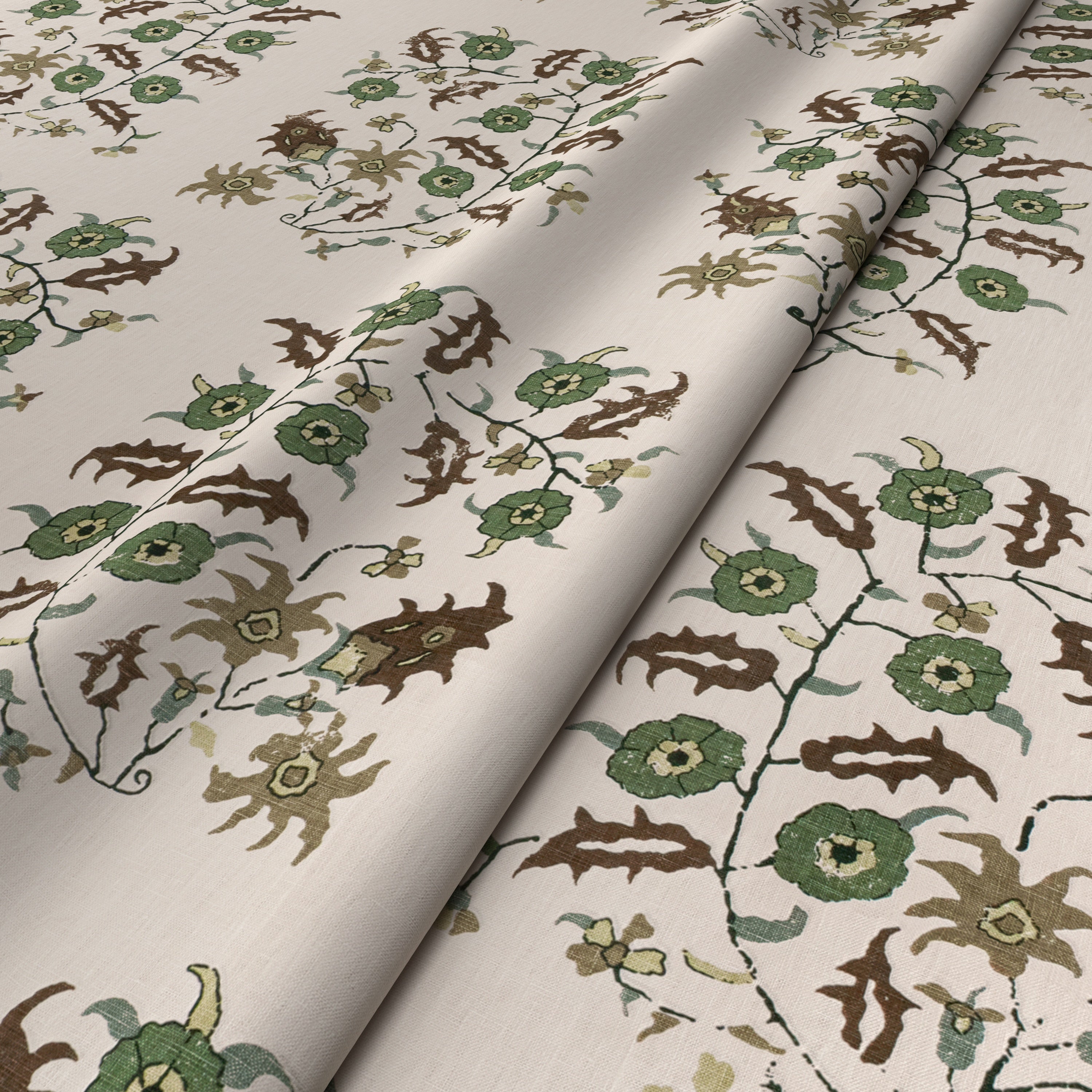 Samode Green/Taupe Fabric – Penny Morrison