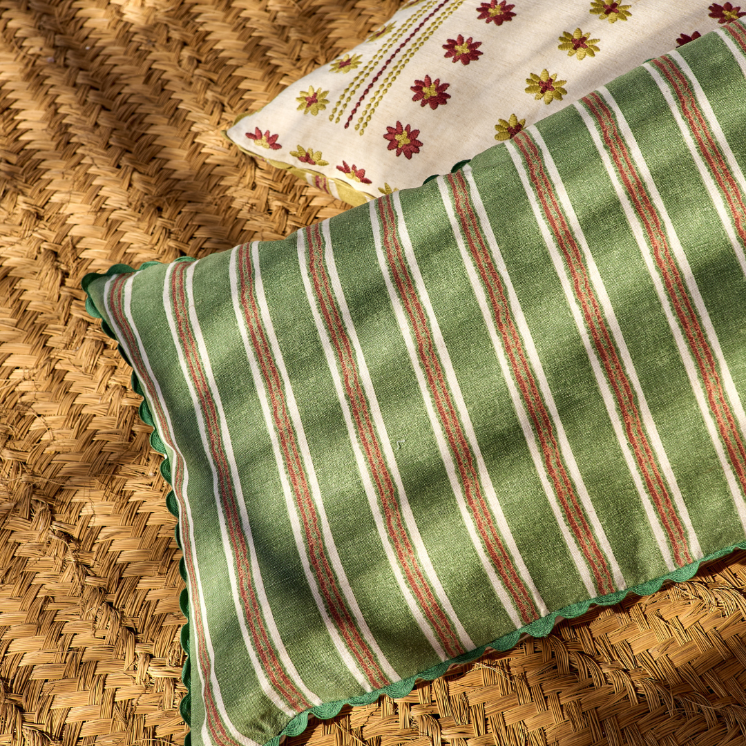 Cecilia Green/Cinnamon Embroidered Cushion