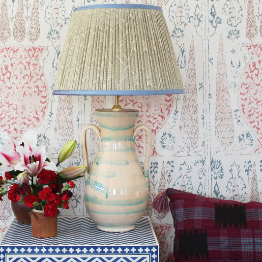 Tangier Aqua Stripe Ceramic Lamp Base