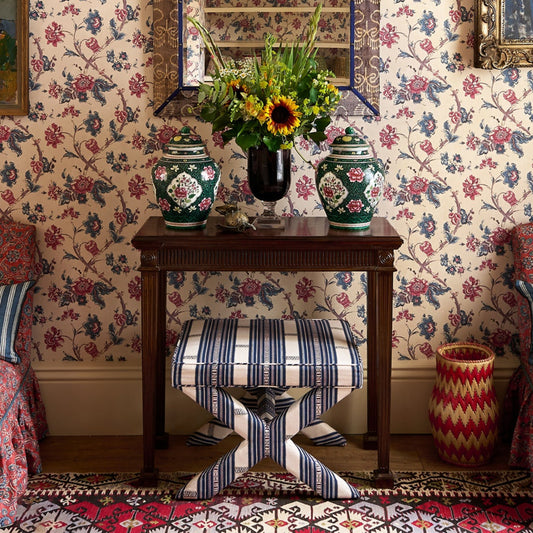 Tavira Stripe Indigo/Red Fabric
