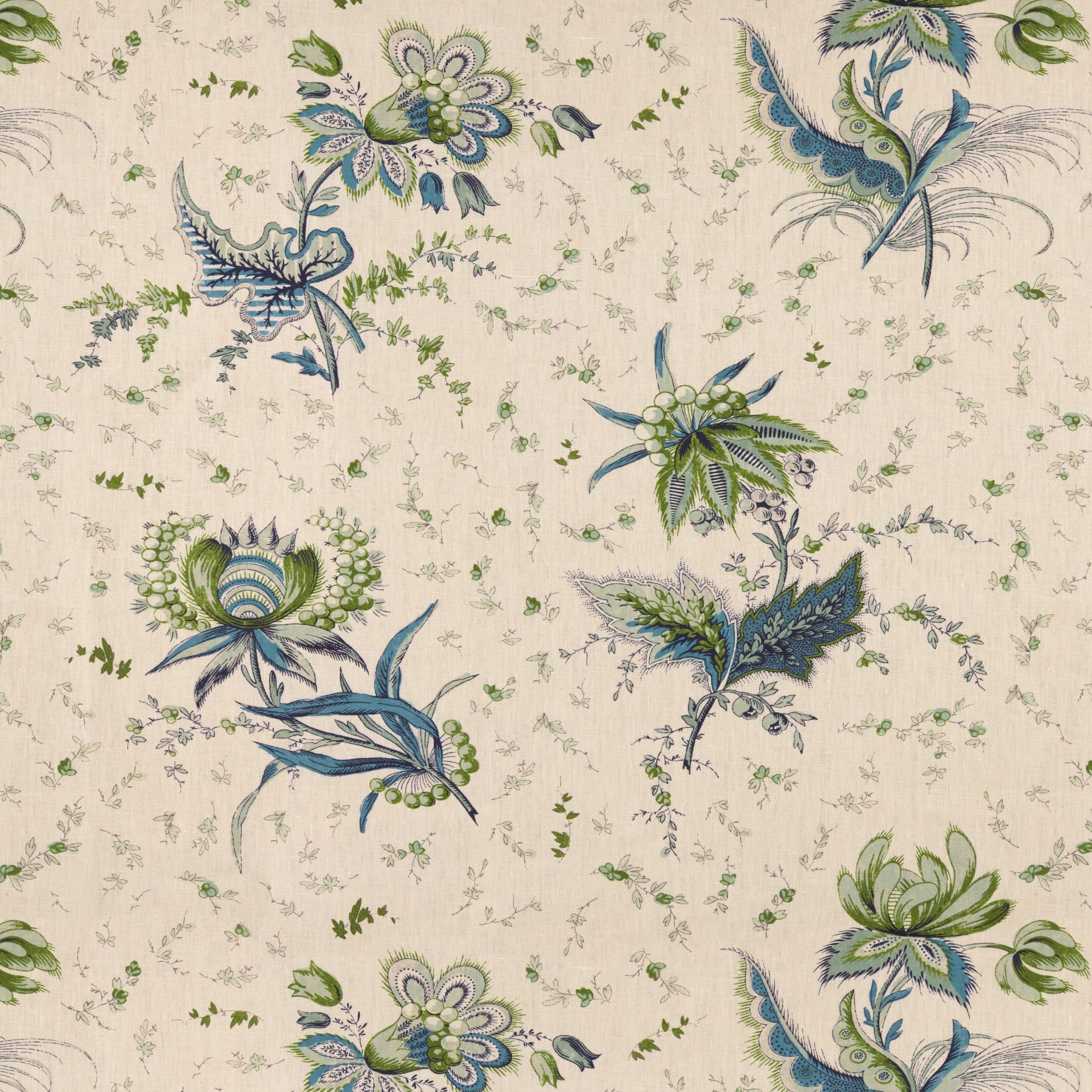 Thistle Flower Blue/Green Fabric – Penny Morrison