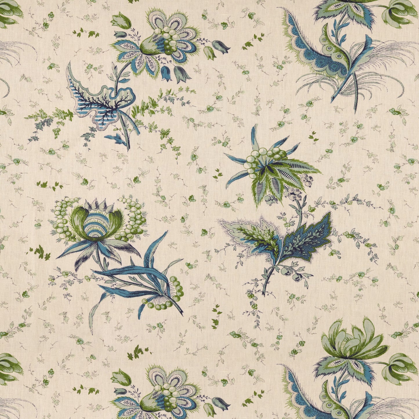 Thistle Flower Blue/Green Fabric