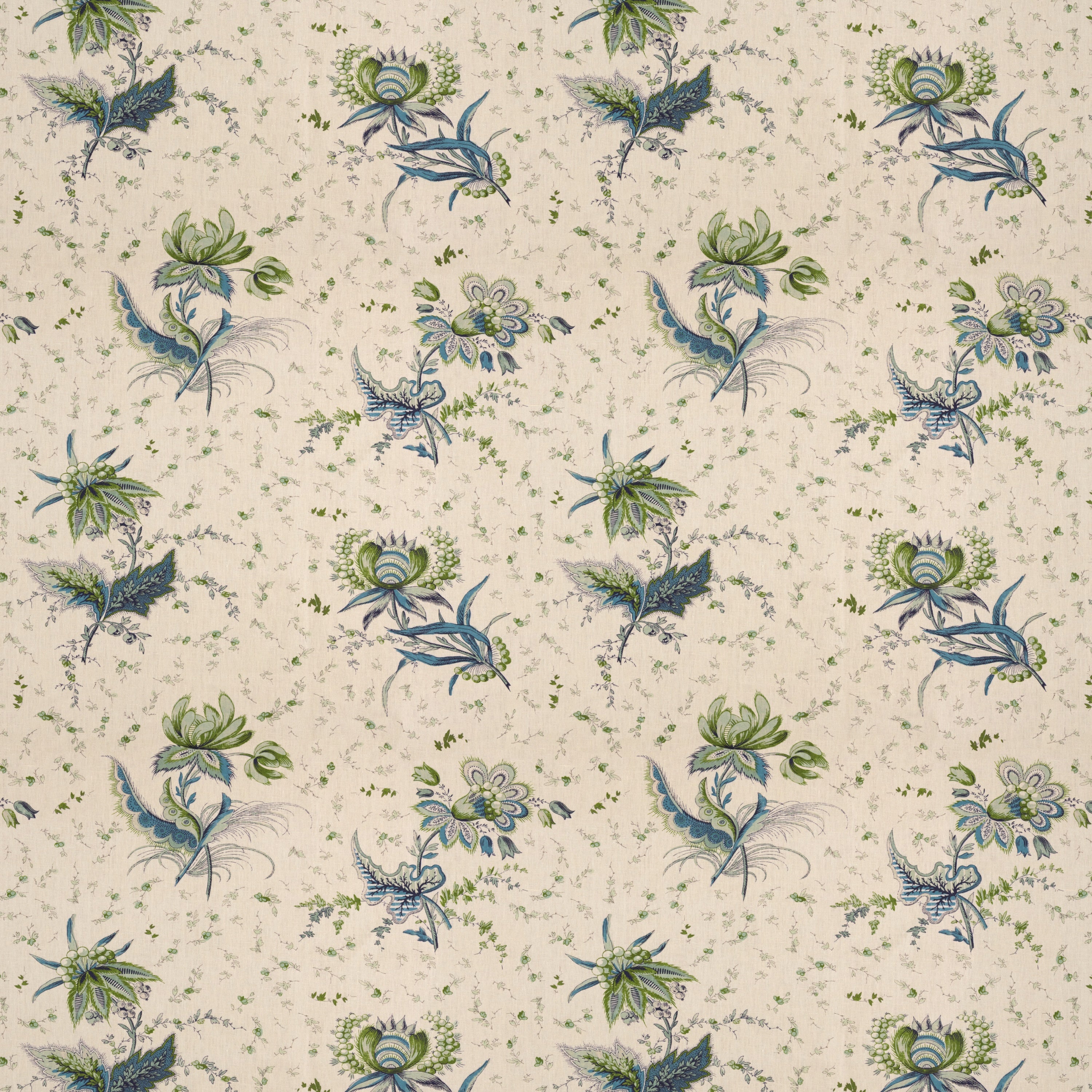 Thistle Flower Blue/Green Fabric – Penny Morrison