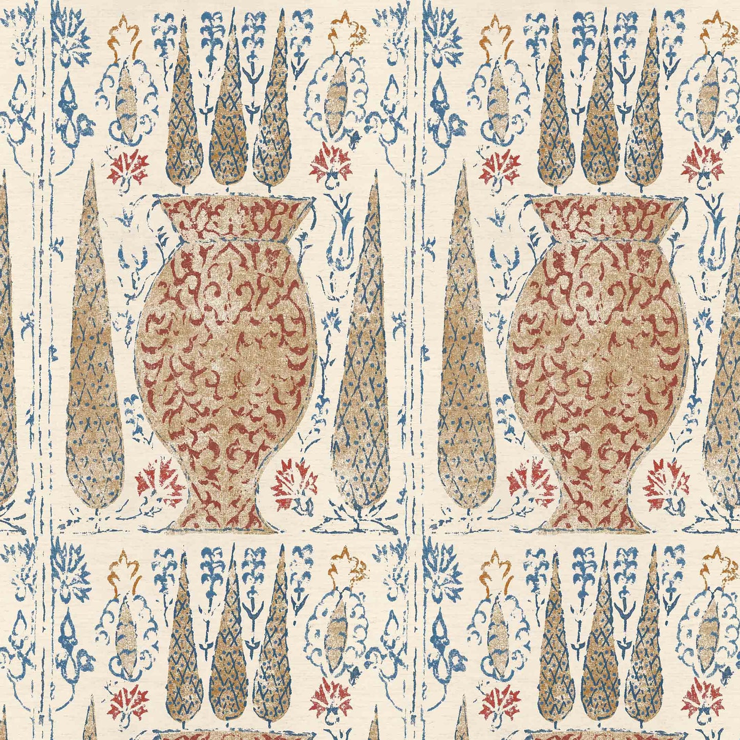 Vasari Venetian Red/Blue Grasscloth Roll
