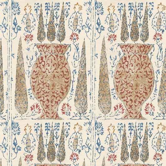 Vasari Venetian Red/Blue Grasscloth Roll