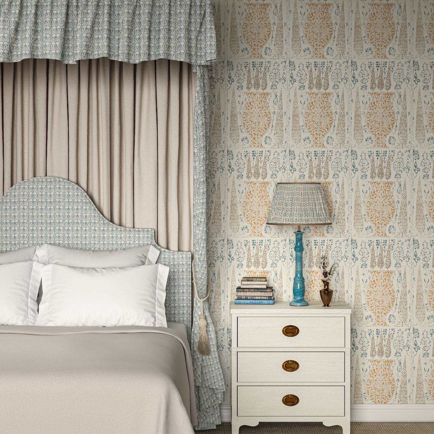 Vasari Blue/Orange Wide-Width Wallpaper