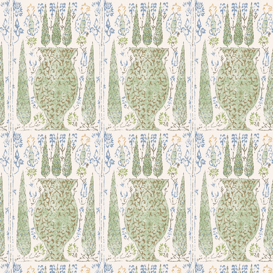 Vasari Garden Green Wide-Width Wallpaper