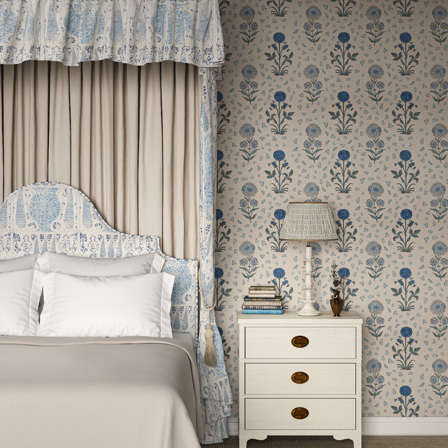 Magda Blue Wide-Width Wallpaper