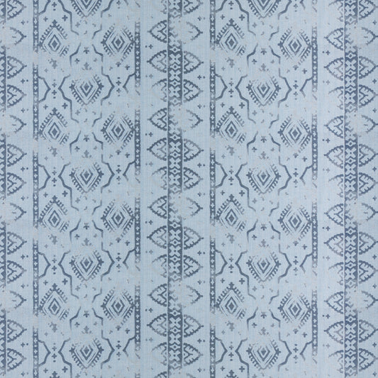 Diamond Border Stripe Blue Fabric