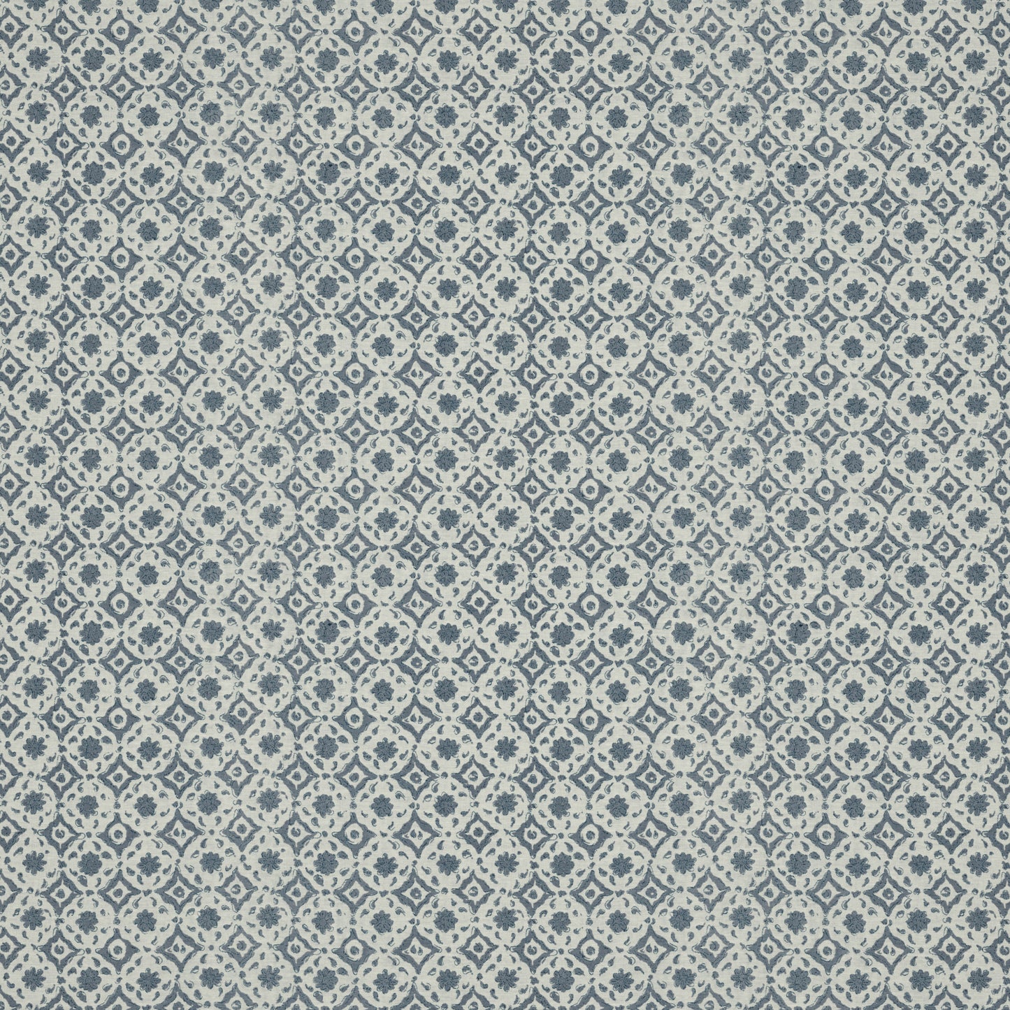 Floral Tile Blue Fabric