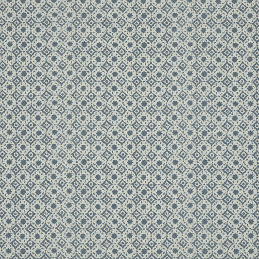 Floral Tile Blue Fabric