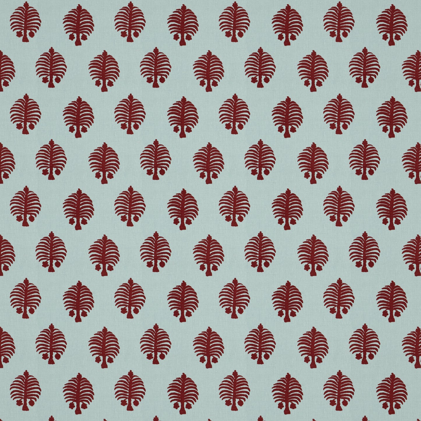 Gobi Red On Blue Fabric