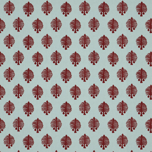 Gobi Red On Blue Fabric