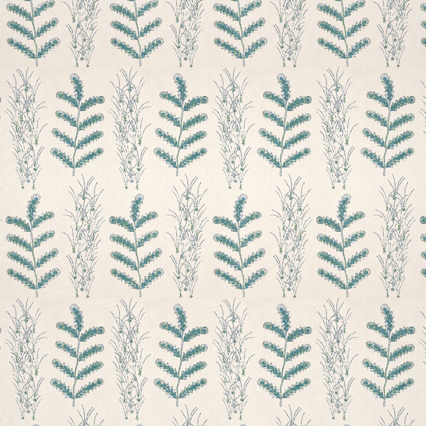 Madras Leaf Teal Fabric