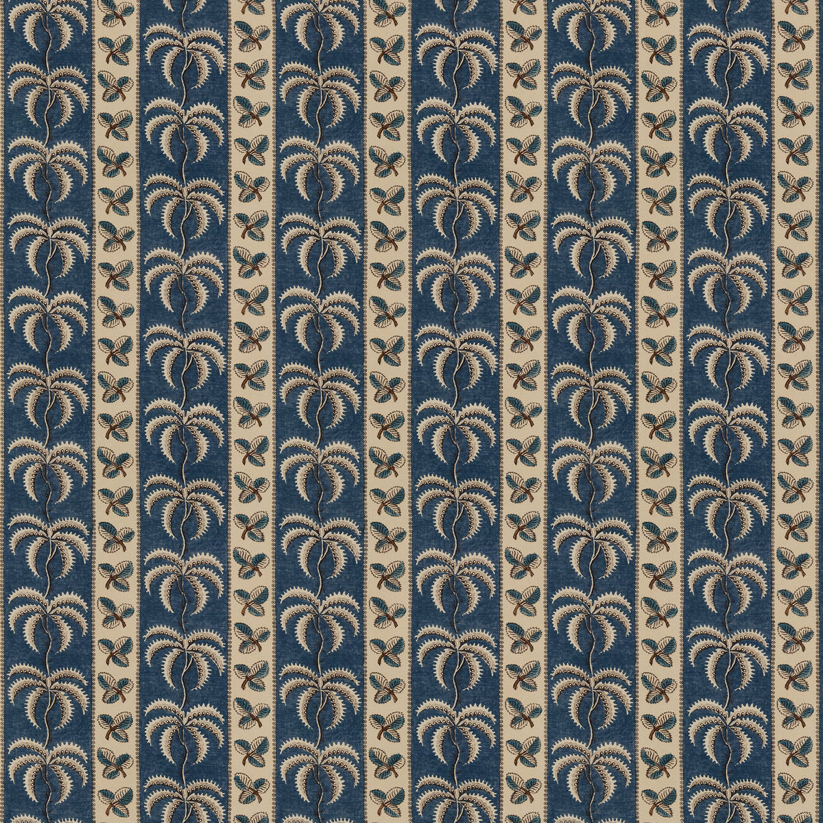 Palm Stripe Antique Blue Sample – full width front