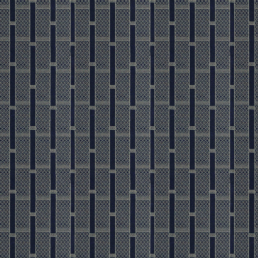 Stripe & Diamonds Indigo Fabric