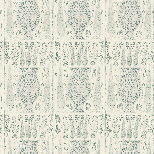 Vasari Duck Egg/Grey Wide-Width Wallpaper