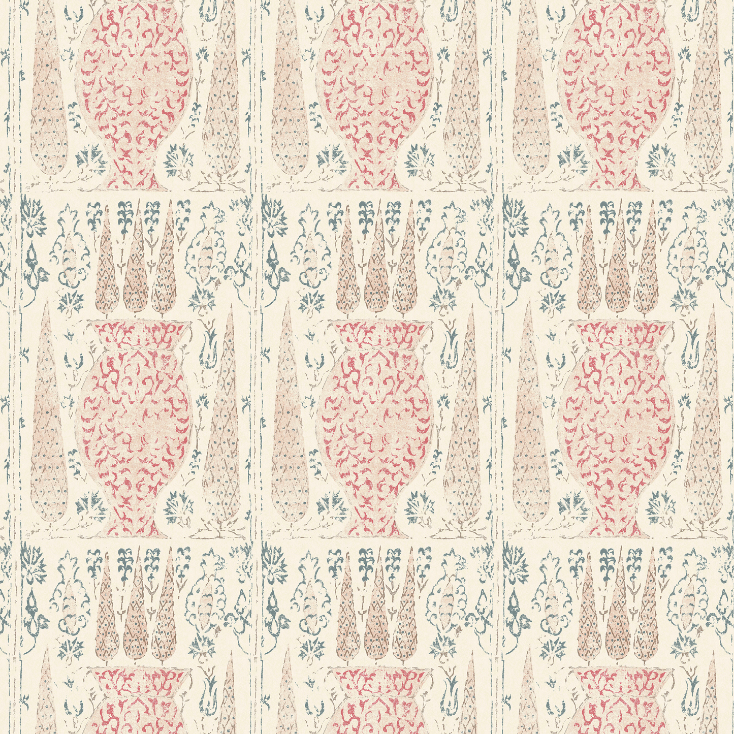 Vasari Blue/Pink Wide-Width Wallpaper Sample