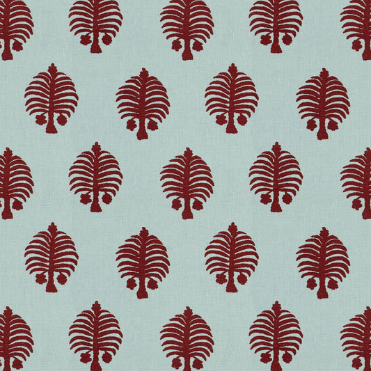 Gobi Red On Blue Fabric