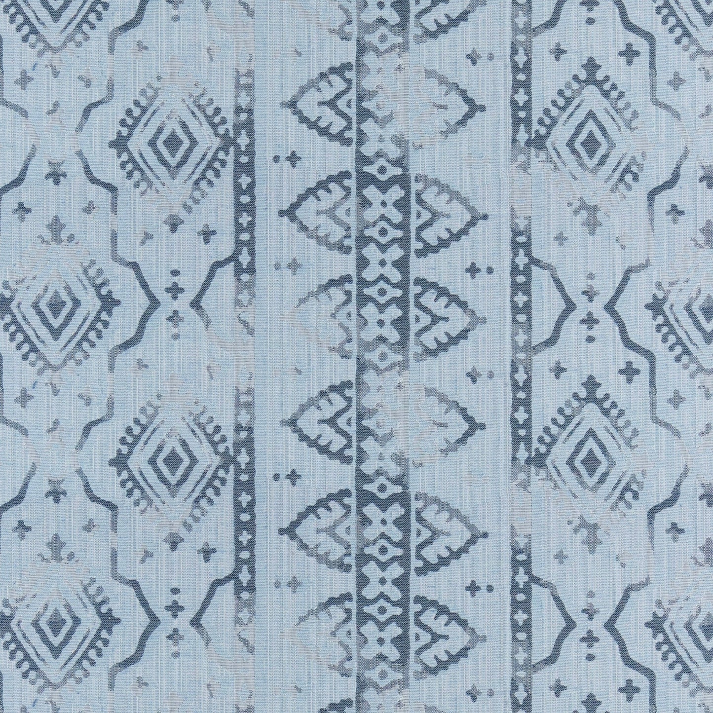 Diamond Border Stripe Blue Fabric
