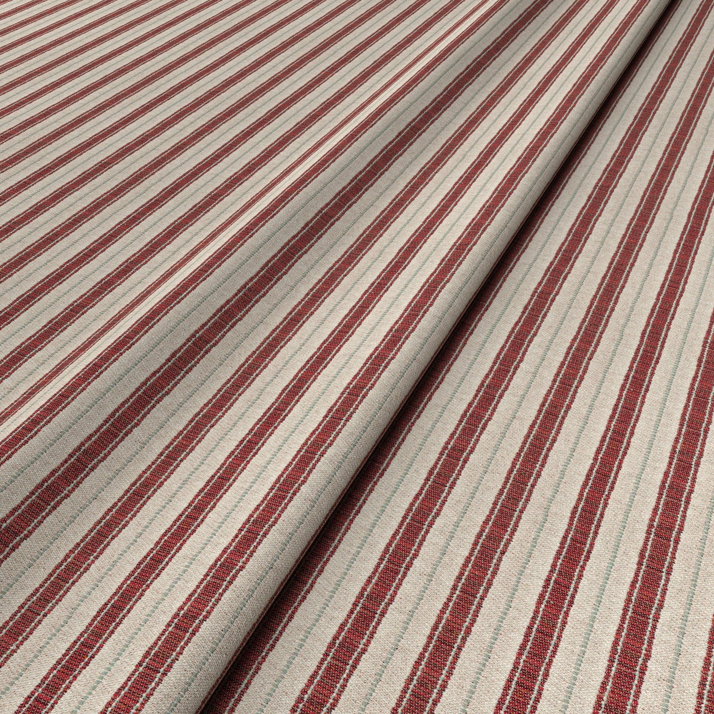 Sketched Stripe Red/Pale Green Fabric