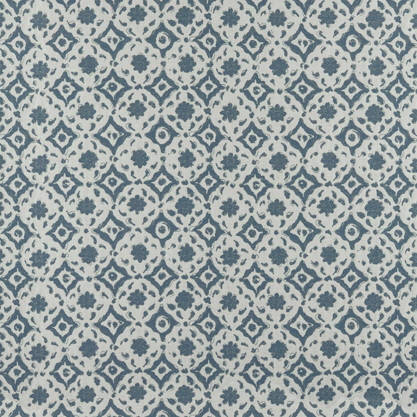 Floral Tile Blue Fabric