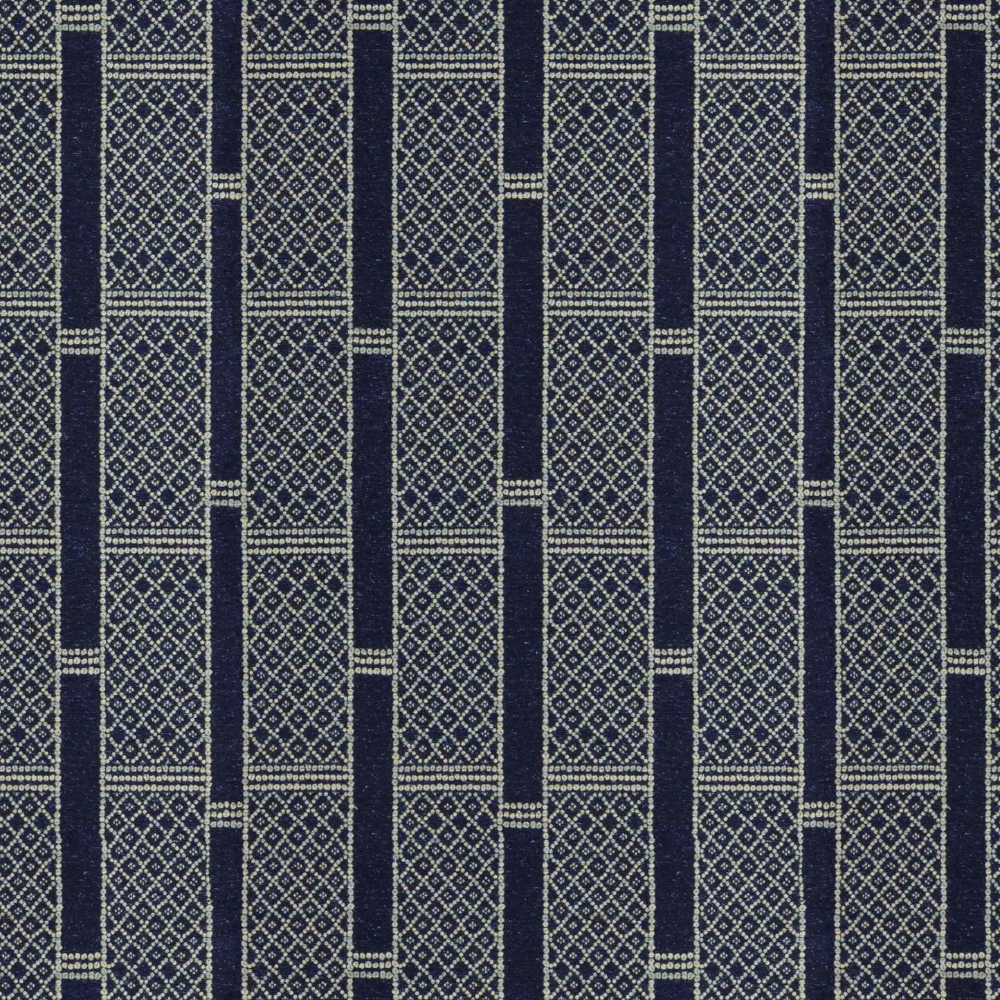 Stripe & Diamonds Indigo Fabric
