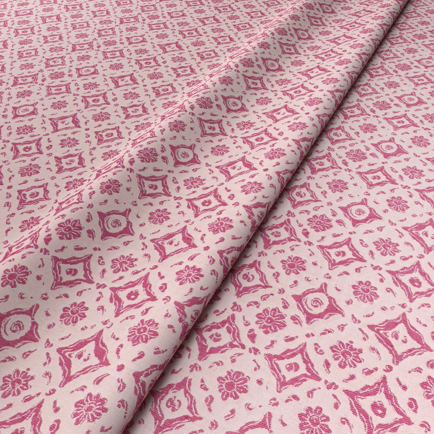 Floral Tile Pink Fabric