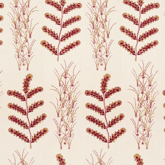 Madras Leaf Raspberry Fabric