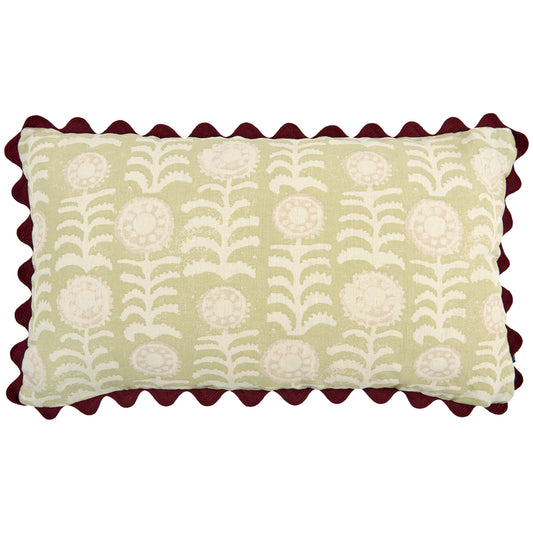 Killi Green and Sketched Stripe Red Green with Burgundy Wavy Trim