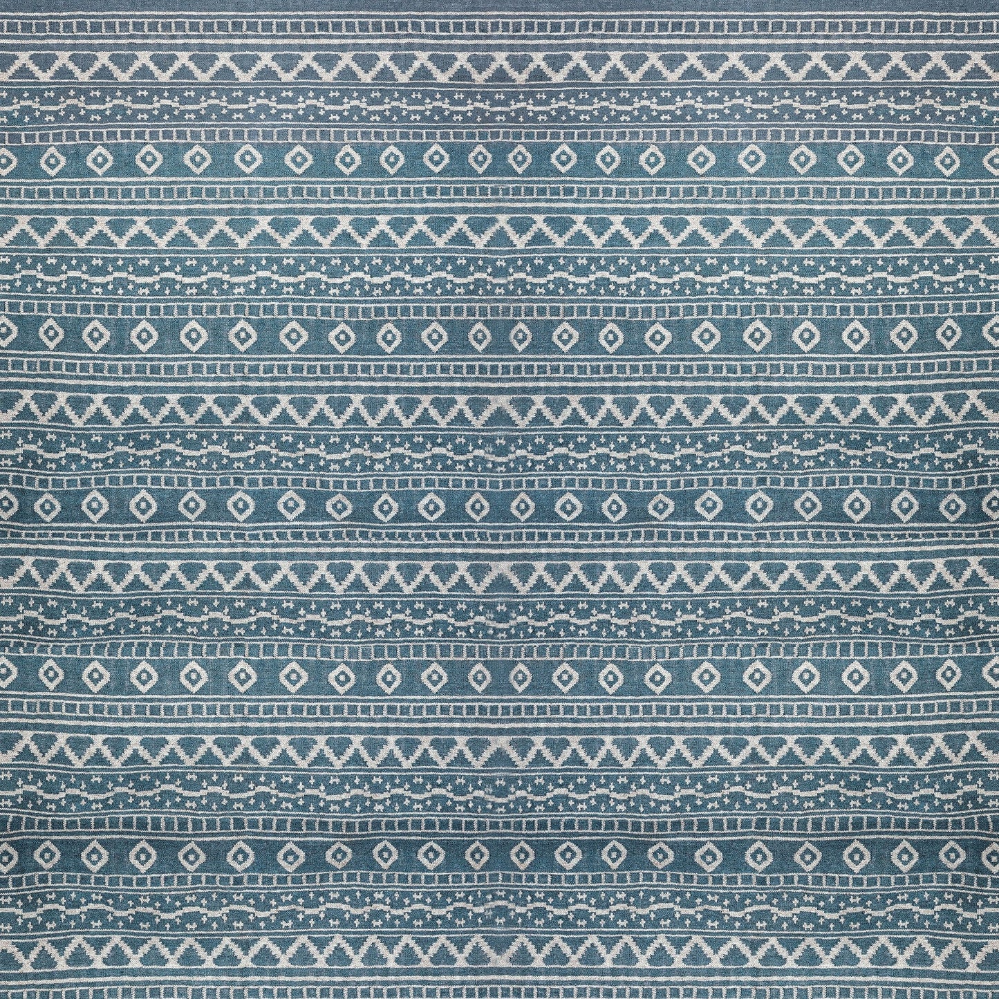 White on Turquoise Azteca Rug
