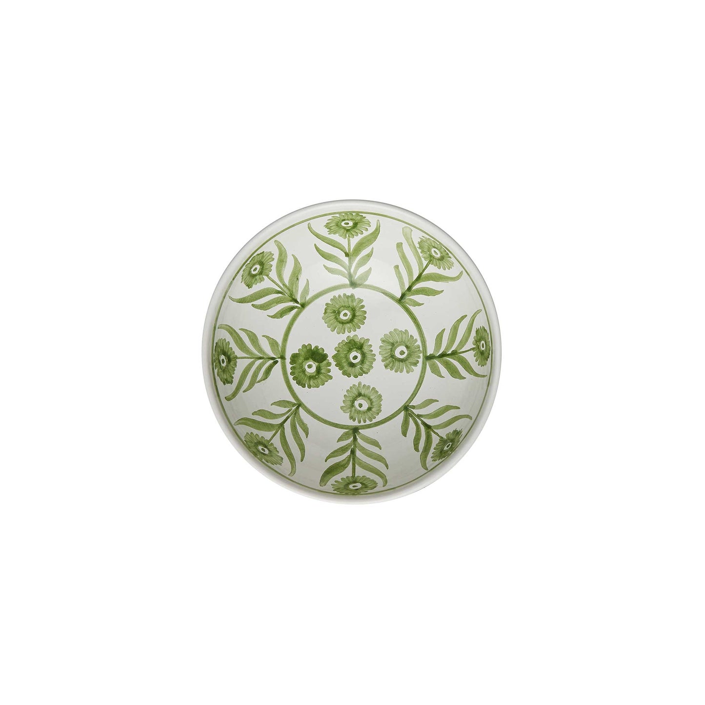 Green Summer Flower Ceramic Pudding Bowl