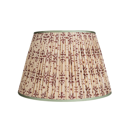Penny-Morrison-Cream-and-Purple-Patterned-Pleated-Silk-Lampshade-with-Mint-Trim-Straight-Empire-Pleated-Gathered-Unique-Stylish-Colourful-Quirky- Patterned